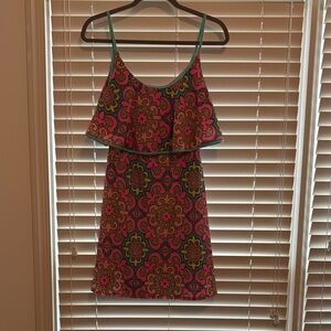 Beginning Boutique Pink & Aqua Patterned Mini Dress